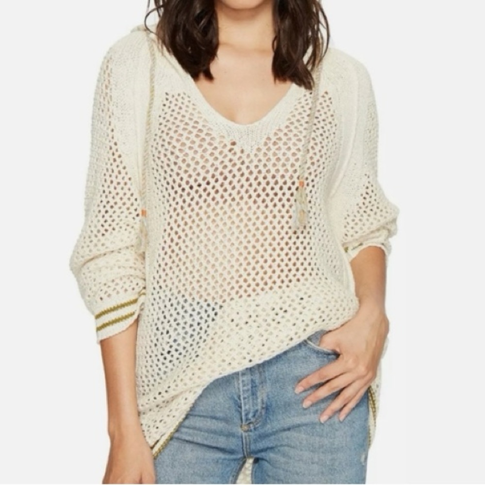 Free People Shadow Stripe Open‎ Knit Hoodie Size S